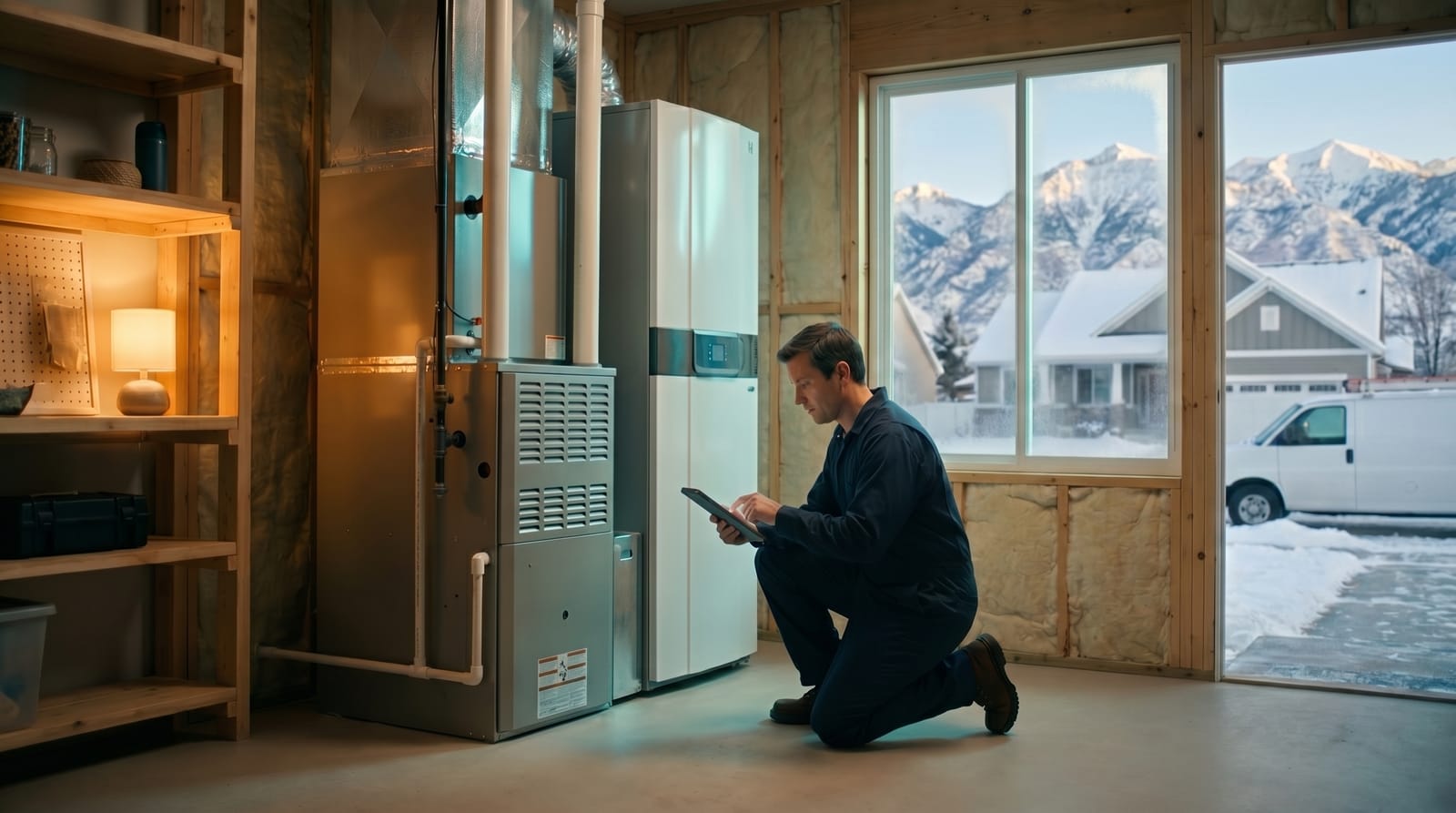 A Home Performance Pros technician serving a home near Bountiful, Davis County, Utah