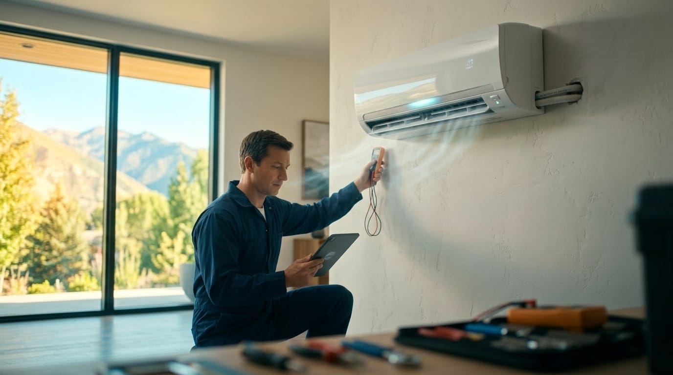 Home Performance Pros ductless mini-split ac service in a Utah home